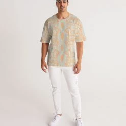 Harlow & Lloyd Green & Orange Snake Print Men's Premium Heavyweight Tee