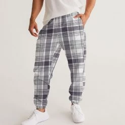 Harlow & Lloyd Black & White Tartan Check Lightweight Men's Track Pants Pants & Joggers