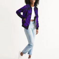 Harlow & Lloyd Midnight Purple Floral Women's Bomber Jacket Jackets
