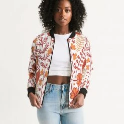 Harlow & Lloyd Orange Retro Garden Women's Bomber Jacket Jackets