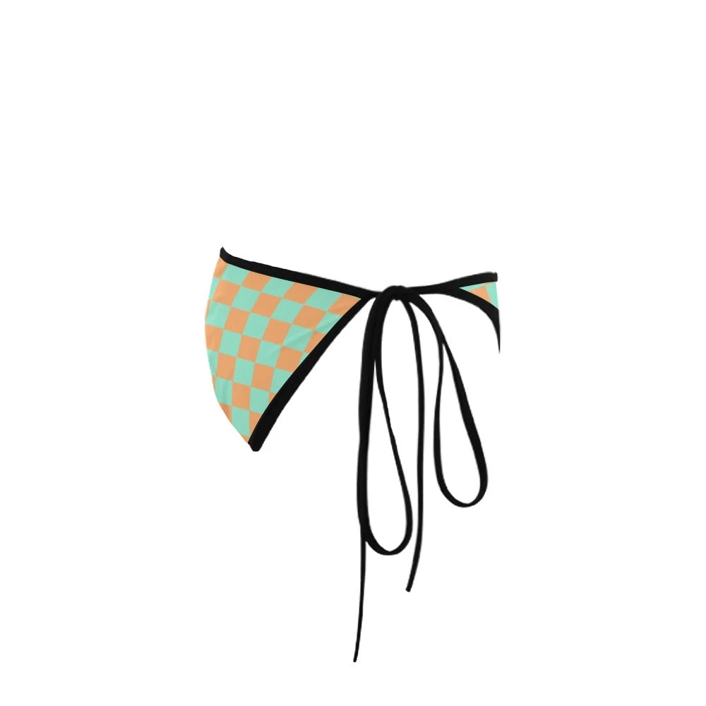 Harlow & LLoyd Women Green & Orange Check Bikini Bottom 6 Harlow & LLoyd Women Green & Orange Check Bikini Bottom