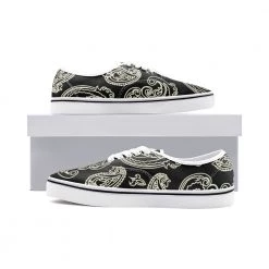 Harlow & Lloyd Black & Bone Paisley Low Cut Canvas Shoes