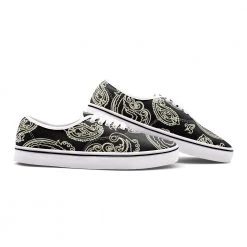 Harlow & Lloyd Black & Bone Paisley Low Cut Canvas Shoes