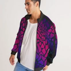 Harlow & Lloyd Raspberry Giraffe Men's Stripe-Sleeve Track Jacket Jackets