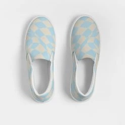 Harlow & Lloyd Blue & Vanilla Ripple Check Men's Slip On Canvas Shoe Shoes 15 Harlow & Lloyd Blue & Vanilla Ripple Check Men's Slip On Canvas Shoe Shoes