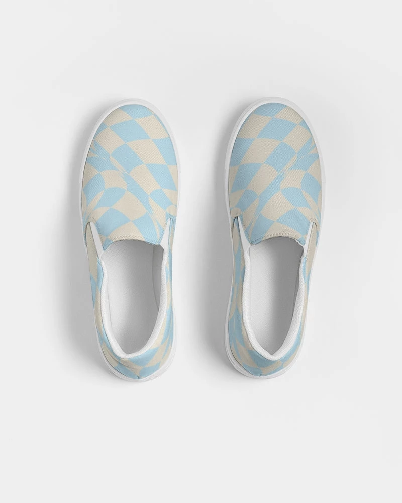 Harlow & Lloyd Blue & Vanilla Ripple Check Men's Slip On Canvas Shoe Shoes 8 Harlow & Lloyd Blue & Vanilla Ripple Check Men's Slip On Canvas Shoe Shoes