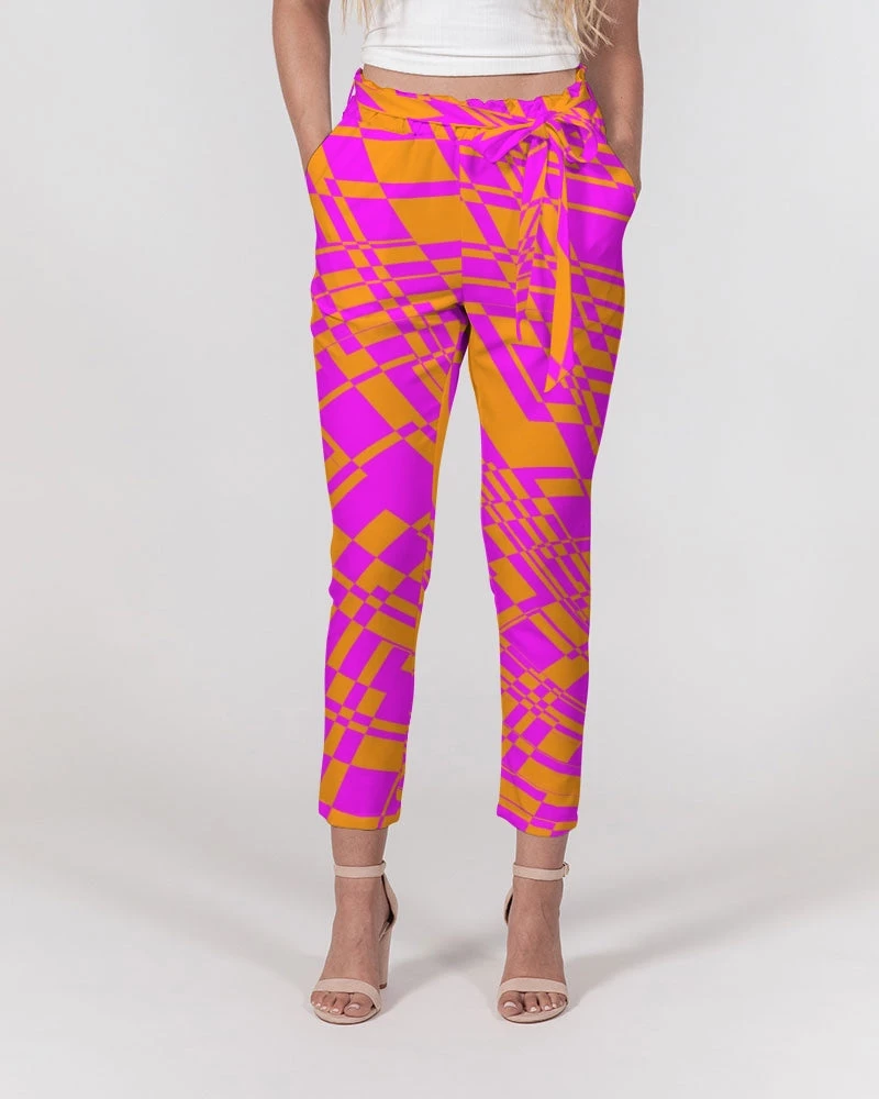 Harlow & Lloyd Pants & Joggers Fuchsia & Orange Warp Women's Belted Tapered Pants 3 Harlow & Lloyd Pants & Joggers Fuchsia & Orange Warp Women's Belted Tapered Pants
