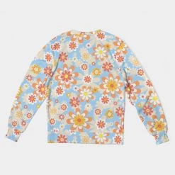 Harlow & Lloyd Blue Blooming Mod Floral French Terry Pullover Sweatshirt Sweatshirts & Pullovers