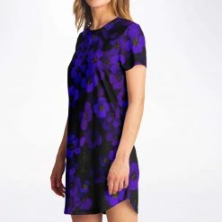 Subliminator Midnight Purple Flower T Shirt Dress