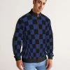 Harlow & Lloyd Jackets Black & Blue Check Men's Stripe-Sleeve Track Jacket