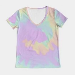 Harlow & Lloyd Lilac Mint Tie Dye Women's V-Neck Tee T Shirts & Tanks