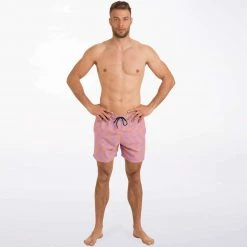Subliminator Peach & Orchid Abstract Striped Swim Shorts Men