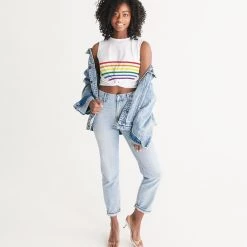 Harlow & Lloyd T Shirts & Tanks Rainbow Striped Twist-Front Tank