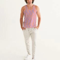 Harlow & Lloyd Peach & Orchid Stripe Men's Tank T Shirts & Tanks
