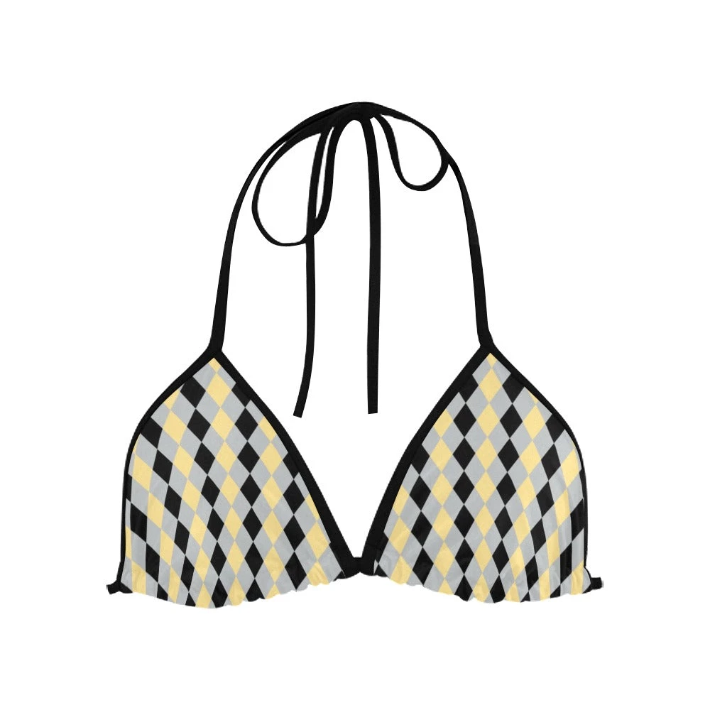 Harlow & LLoyd Yellow Argyle Check Bikini Top Women 3 Harlow & LLoyd Yellow Argyle Check Bikini Top Women