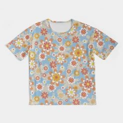 Harlow & Lloyd Blue Blooming Mod Floral Men's Premium Heavyweight Tee