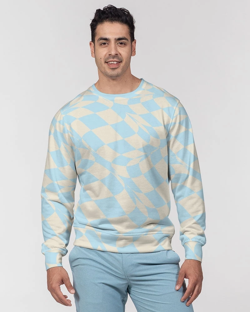 Harlow & Lloyd Blue & Vanilla Ripple Check French Terry Pullover Sweatshirt 6 Harlow & Lloyd Blue & Vanilla Ripple Check French Terry Pullover Sweatshirt