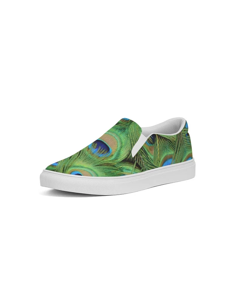 Harlow & Lloyd Shoes Stunning Peacock Women's Slip-On Canvas Shoe 10 Harlow & Lloyd Shoes Stunning Peacock Women's Slip-On Canvas Shoe
