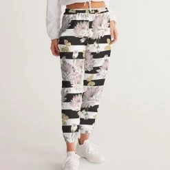 Harlow & Lloyd Pants & Joggers Pink Chrysanthemum Butterflies Women's Lightweight Track Pants