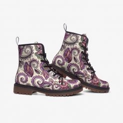 Harlow & Lloyd Combat Boots Purple Cream Paisley Lace Up Boots