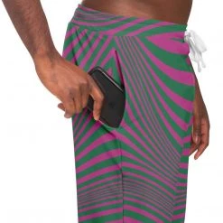 Subliminator Fuchsia & Green Optical Unisex Fleece Joggers Pants & Joggers