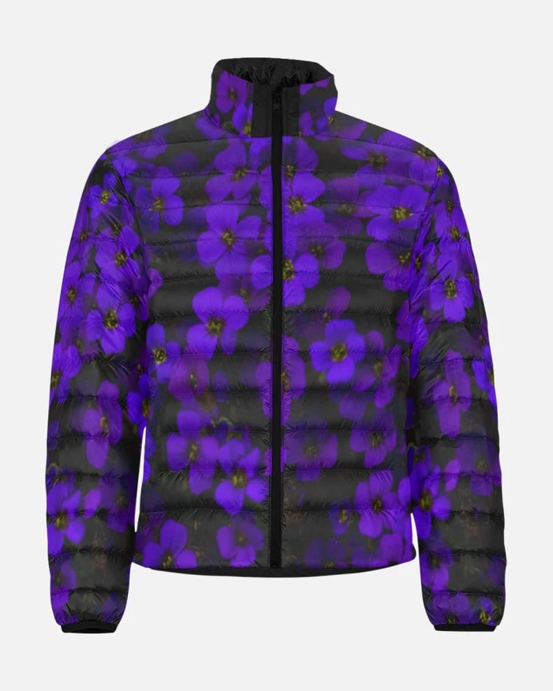 Harlow & Lloyd Midnight Purple Flower Men's Lightweight Puffer Jacket Jackets 3 Harlow & Lloyd Midnight Purple Flower Men's Lightweight Puffer Jacket Jackets