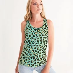 Harlow & Lloyd T Shirts & Tanks Spearmint Banana Leopard Print Women's Tank
