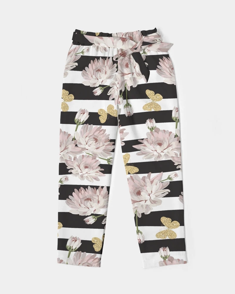 Harlow & Lloyd Pants & Joggers Pink Chrysanthemum Butterflies Women's Belted Tapered Pants 5 Harlow & Lloyd Pants & Joggers Pink Chrysanthemum Butterflies Women's Belted Tapered Pants
