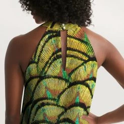 Harlow & Lloyd Vivid Peacock Women's Halter Dress