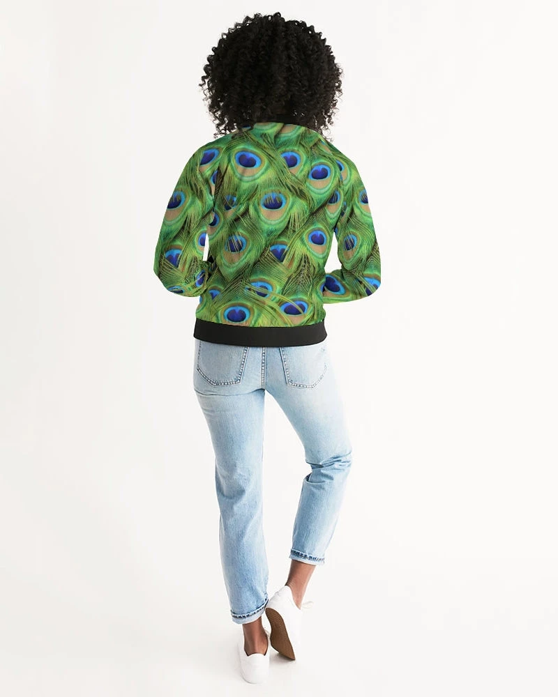 Harlow & Lloyd Jackets Stunning Peacock Women's Bomber Jacket 7 Harlow & Lloyd Jackets Stunning Peacock Women's Bomber Jacket