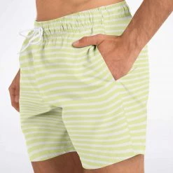 Subliminator Lime Wave Stripes Swim Shorts Men