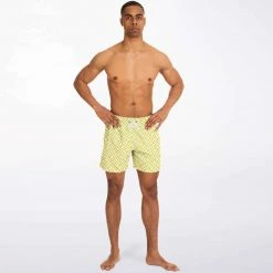 Subliminator Yellow Geometric Pattern Swim Shorts