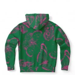 Subliminator Green Fuchsia Butterflies Unisex Hoodie Hoodies