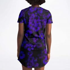 Subliminator Midnight Purple Flower T Shirt Dress