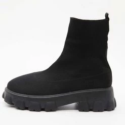 Harlow & Lloyd Chunky Knitted Sock Boots In Black