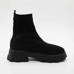 Harlow & Lloyd Chunky Knitted Sock Boots In Black