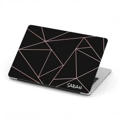 Harlow & Lloyd Personalized Macbook Hard Shell Case - Black & Pink Simple Geometric