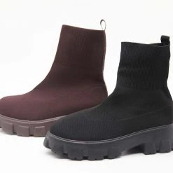 Harlow & Lloyd Chunky Knitted Sock Boots In Black