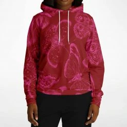 Subliminator Red Fuchsia Butterflies Unisex Hoodie