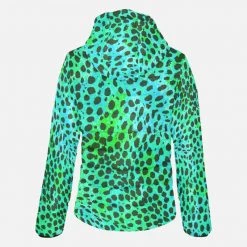 Harlow & Lloyd Neon Green Leopard Print Lightweight Womens Hooded Puffer Jacket