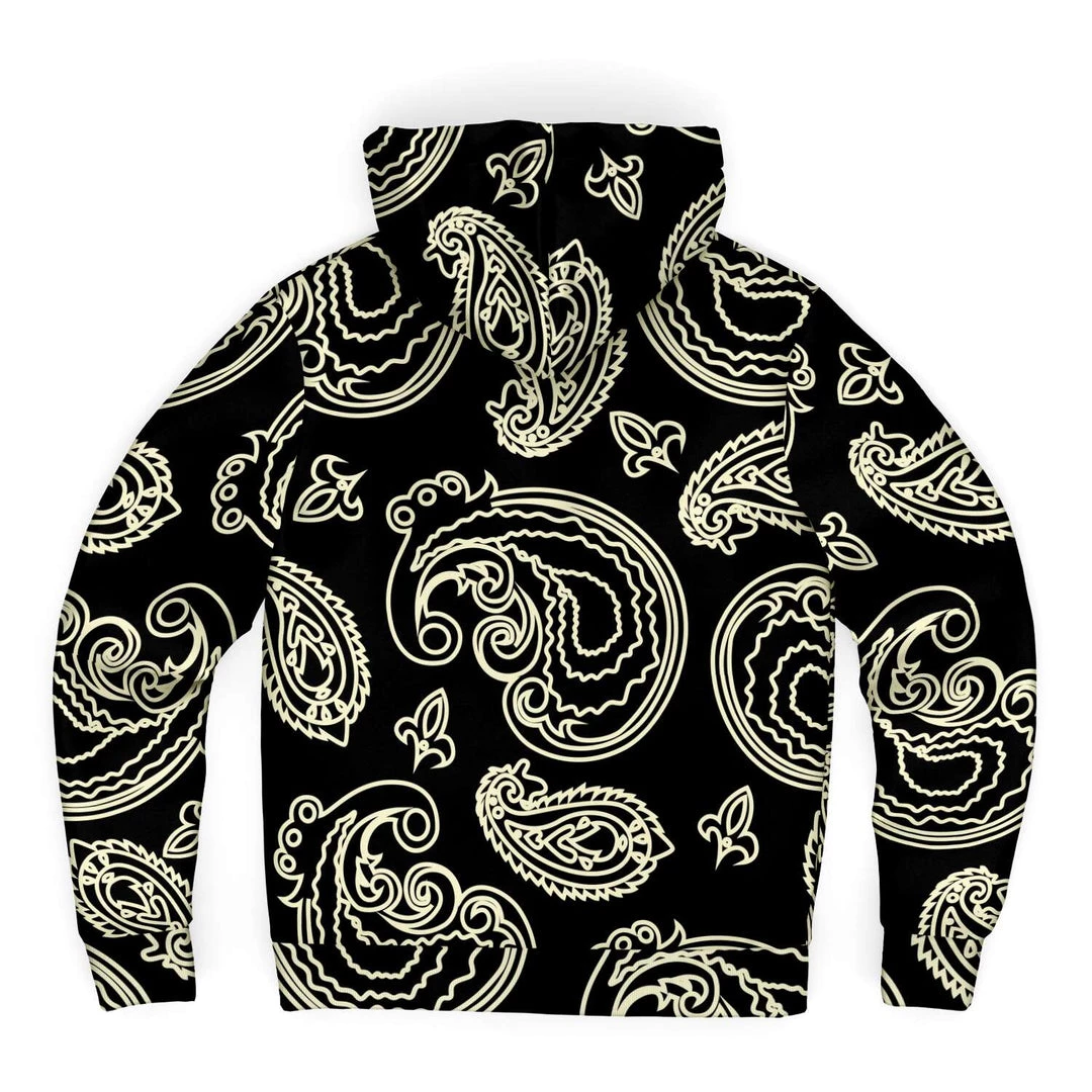 Subliminator Hoodies Black & Bone Paisley Fleece Zip Hoodie 4 Subliminator Hoodies Black & Bone Paisley Fleece Zip Hoodie