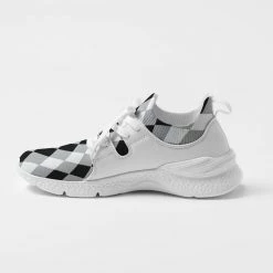 Harlow & Lloyd Harlequin Check Concrete Black & White Men's Sneakers Shoes