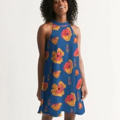 Harlow & Lloyd Wild Orange Vines Women's Halter Dress