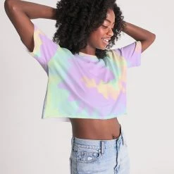 Harlow & Lloyd Lilac Mint Tie Dye Women's Lounge Cropped Tee
