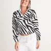 Harlow & Lloyd Zebra Print Women's Cropped Windbreaker Jackets