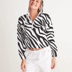 Harlow & Lloyd Zebra Print Women's Cropped Windbreaker Jackets
