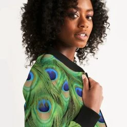 Harlow & Lloyd Jackets Stunning Peacock Women's Bomber Jacket 13 Harlow & Lloyd Jackets Stunning Peacock Women's Bomber Jacket