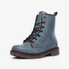 Harlow & Lloyd Shoes Purple & Green Tartan Lace Up Boots