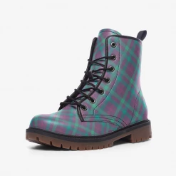 Harlow & Lloyd Shoes Purple & Green Tartan Lace Up Boots