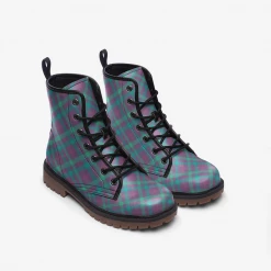 Harlow & Lloyd Shoes Purple & Green Tartan Lace Up Boots